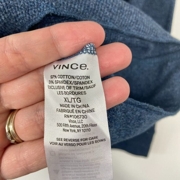 Vince Sz XL Men's Slim Fit Waffle Knit Long Sleeve T-shirt In H Spruce Blue - Picture 7 of 12